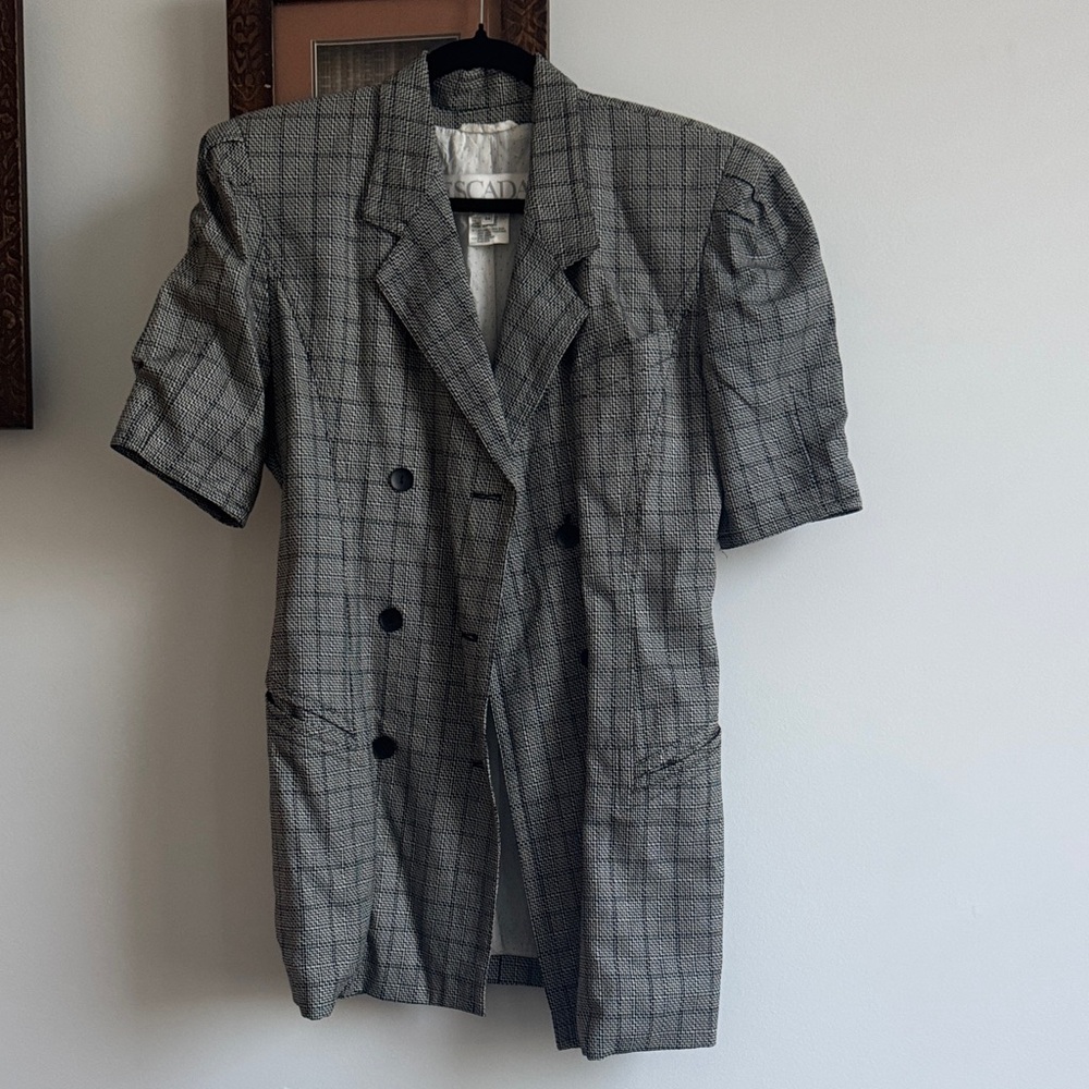 Escada Gray Plaid Blazer
